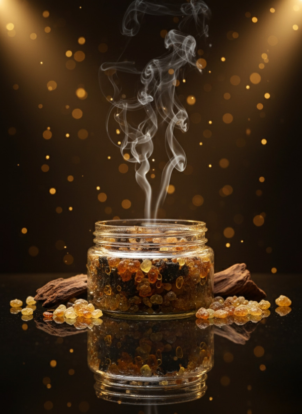 Visualisation pot d'encens Oud Hajarah — résine d'oliban parfumée d'Oman haut de gamme